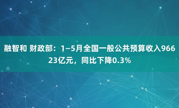融智和 财政部:1—5月全国一般公共预算收入96623亿元,同比下降0.3%
