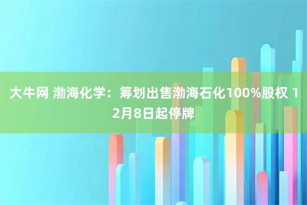 大牛网 渤海化学：筹划出售渤海石化100%股权 12月8日起停牌